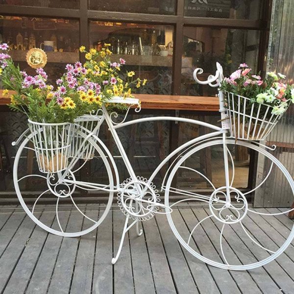 Metal Decorative Bike Planter for Flowers DM Window Display